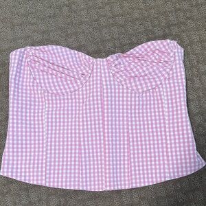 Pink Gingham Bustier Top